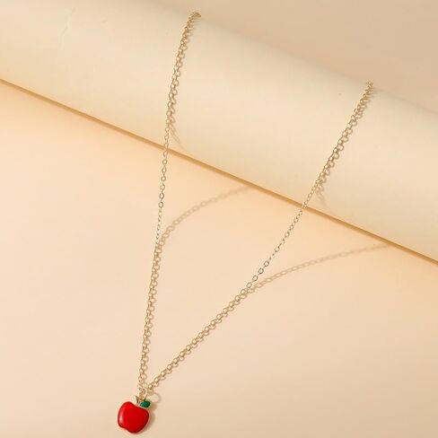 FORUBUS Red Apple Jewelry Set for Women, Includes Apple Pendant Necklace and Earrings, Perfect for Parties, Gifts, and Everyday Wear in Kuwait