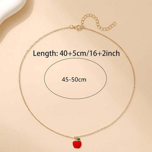 FORUBUS Red Apple Jewelry Set for Women, Includes Apple Pendant Necklace and Earrings, Perfect for Parties, Gifts, and Everyday Wear in Kuwait