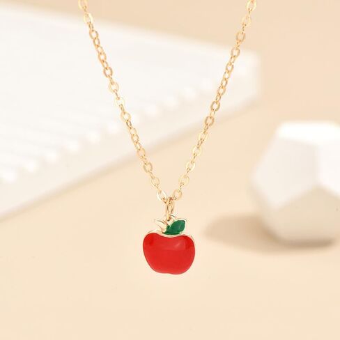 FORUBUS Red Apple Jewelry Set for Women, Includes Apple Pendant Necklace and Earrings, Perfect for Parties, Gifts, and Everyday Wear in Kuwait