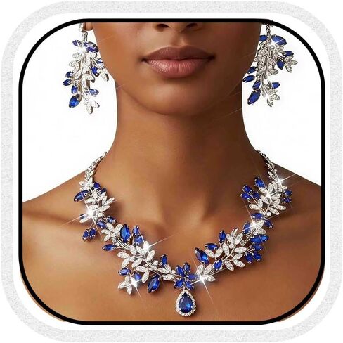 Yean Gold Bridal Jewelry Set Rhinestone Necklace and Earring Set Crystal Costume Prom Jewelry for Women and Bride in Saudi Arabia