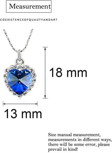Heart of The Ocean Necklace Earrings Bracelet and Rings Jewelry Set, Jewelry Set Silver Plated Sapphire Blue Crystal Pendant Necklace Wedding Prom Jewelry Gifts for Women in Kuwait