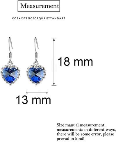 Heart of The Ocean Necklace Earrings Bracelet and Rings Jewelry Set, Jewelry Set Silver Plated Sapphire Blue Crystal Pendant Necklace Wedding Prom Jewelry Gifts for Women in Kuwait