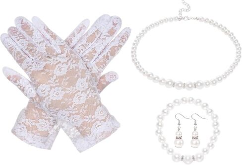 choyaxo White Pearl Jewelry Set including Pearl Necklace Bracelet Earring for Women Wedding Birthday Christmas Tea Party Gifts in Kuwait