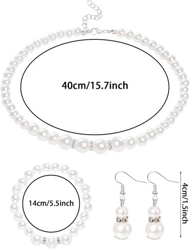 choyaxo White Pearl Jewelry Set including Pearl Necklace Bracelet Earring for Women Wedding Birthday Christmas Tea Party Gifts in Kuwait
