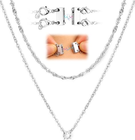 Layered Cross Necklace for Women with Magnetic Clasp, 14K Gold Plated/Sliver Color Non Tarnish Paperclip Chain Stack, Trendy Stackable Choker Jewelry, Valentines Day Birthday Gifts for Wife Girlfriend in Saudi Arabia
