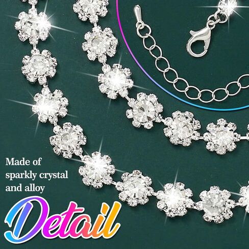 Nicute Rhinestone Jewelry Set Sparkly Necklace Earrings Set Fashion Wedding Prom Party Jewelry for Women (Silver) in Kuwait
