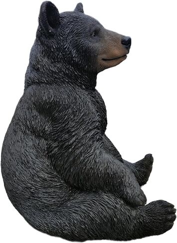 HI-LINE Onyx Guardian: Majestic Black Polyresin Sitting Bear Figurine in Saudi Arabia