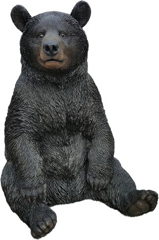 HI-LINE Onyx Guardian: Majestic Black Polyresin Sitting Bear Figurine in Saudi Arabia