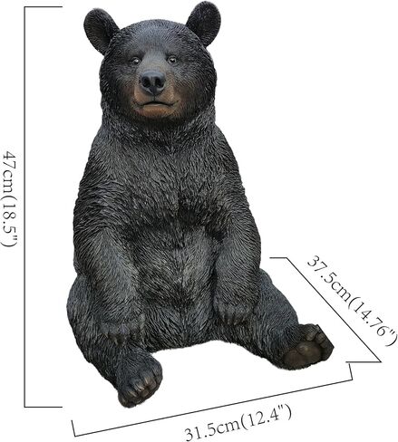 HI-LINE Onyx Guardian: Majestic Black Polyresin Sitting Bear Figurine in Saudi Arabia