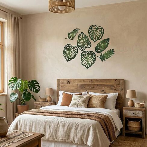 houlishu 7 Pcs Palm Leaf Wall Decor - Wooden 3D Tropical Boho Wall Art for Living Room Bedroom Kitchen Garden Farmhouse in Saudi Arabia