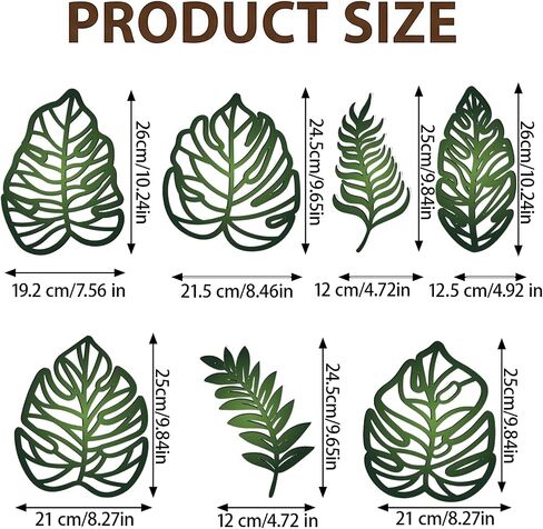 houlishu 7 Pcs Palm Leaf Wall Decor - Wooden 3D Tropical Boho Wall Art for Living Room Bedroom Kitchen Garden Farmhouse in Saudi Arabia