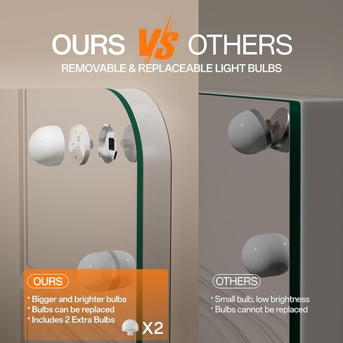 ouboyo Hollywood Vanity Mirror, 28" x 20" Lighted Tabletop or Wall Mount Make Up Mirrors,14 Replaceable LED Bulbs, 3 Dimmable Light Modes Vanity Mirror, Smart Touch Control, USB Type-C Charging Port in Kuwait