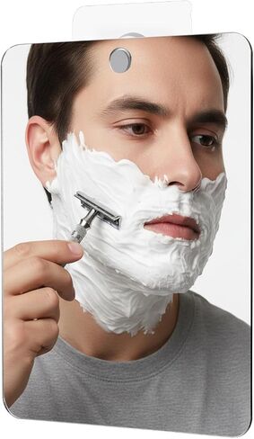 Shower Mirror Fogless for Shaving, 6.6" L x 5.1" W, Anti-Fog Frameless Bathroom Wall Mirror, Bathroom Accessories Shatterproof Men's Woman Wall Mirrors Hanging Makeup in Kuwait
