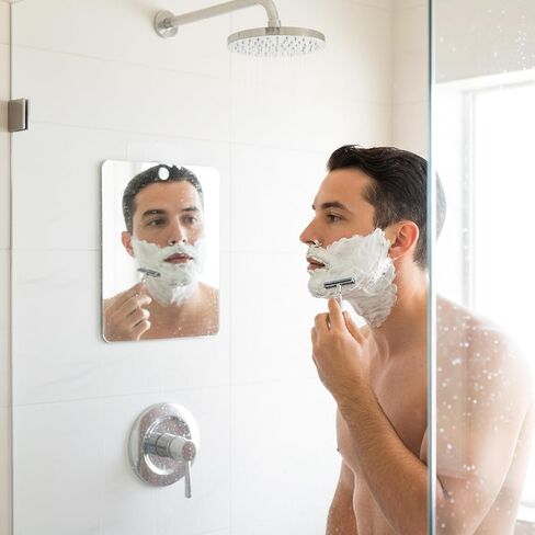 Shower Mirror Fogless for Shaving, 6.6" L x 5.1" W, Anti-Fog Frameless Bathroom Wall Mirror, Bathroom Accessories Shatterproof Men's Woman Wall Mirrors Hanging Makeup in Kuwait