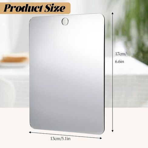 Shower Mirror Fogless for Shaving, 6.6" L x 5.1" W, Anti-Fog Frameless Bathroom Wall Mirror, Bathroom Accessories Shatterproof Men's Woman Wall Mirrors Hanging Makeup in Kuwait