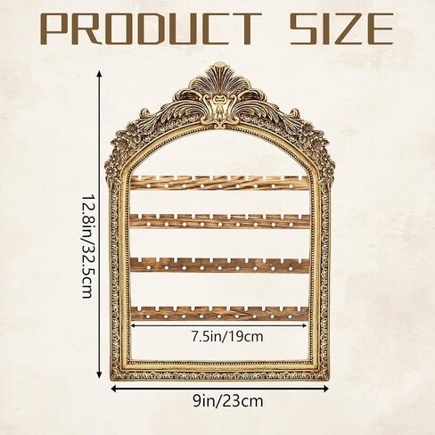 Wall Hanging Earring holder Organizers Vintage Arched Frame 13 x 9.3 Inch 4 Layer Vintage Gold Arched Frame Decorative Earring Organizer Display for Earring Bracelet Necklace Ring Birthday Wedding in Saudi Arabia