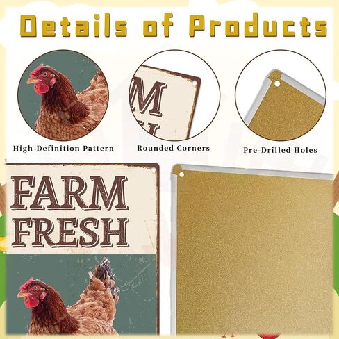 Funny Chicken Coop Decor, 8PCS Metal Chicken Coop Signs Accessories Outdoor, Farm House Personalized Gifts for Yard Fence Decor 12x8 Inches in Saudi Arabia