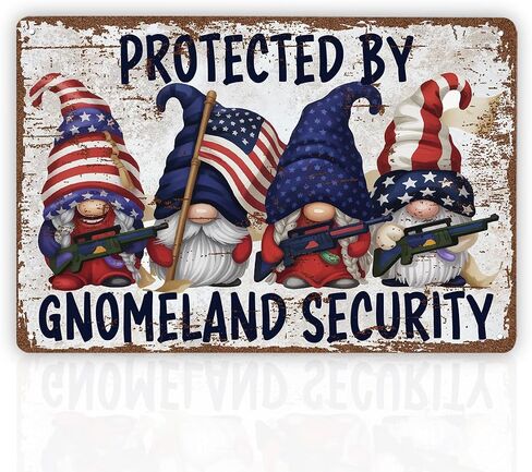 Funny Vintage Metal Tin Signs, America Gnomes, Gnomeland Security, Usa Gnomes, Gnome Lover Gift, Christmas Gifts, Housewarming Gift, Vintage Metal Tin Wall Art Sign, Yard Decor Sign in Saudi Arabia