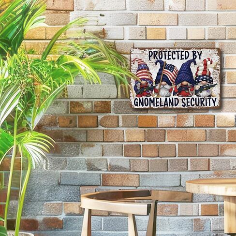 Funny Vintage Metal Tin Signs, America Gnomes, Gnomeland Security, Usa Gnomes, Gnome Lover Gift, Christmas Gifts, Housewarming Gift, Vintage Metal Tin Wall Art Sign, Yard Decor Sign in Saudi Arabia