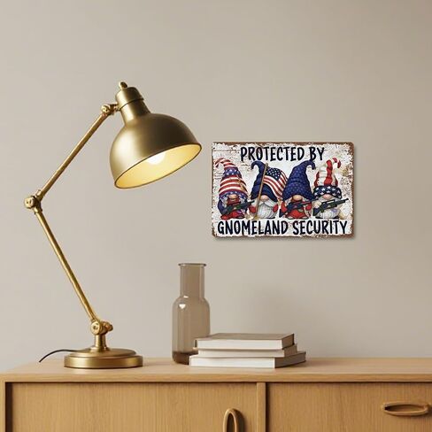 Funny Vintage Metal Tin Signs, America Gnomes, Gnomeland Security, Usa Gnomes, Gnome Lover Gift, Christmas Gifts, Housewarming Gift, Vintage Metal Tin Wall Art Sign, Yard Decor Sign in Saudi Arabia