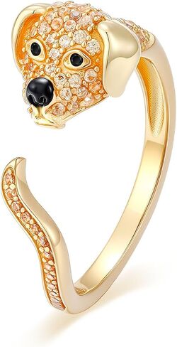 S925 Sterling Silver Dog Ring for Women - Multiple Canine Designs Including Golden Retriever German Shepherd & Poodle -Hypoallergenic Adjustable Ring Jewelry in Saudi Arabia