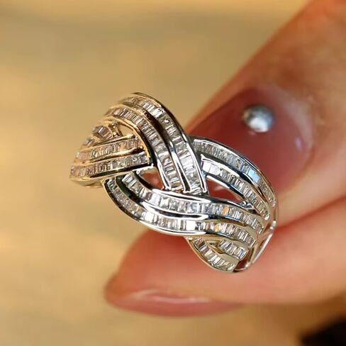 Fashion Twist Cross Design Women Rings Luxury Wedding Accessories with Cubic Zirconia in Kuwait