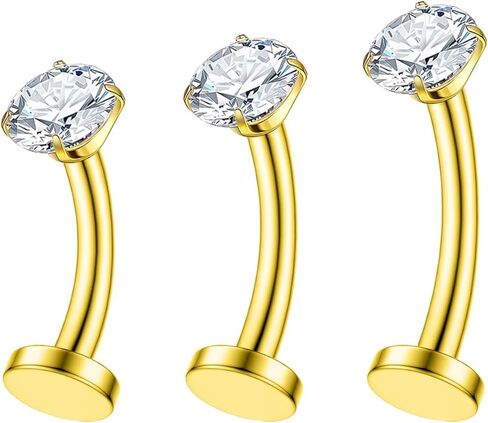 XUU Floating Belly Button Rings 14G ASTM F136 Titanium, 3Pcs Flat Navel Jewelry (8/10/12mm), Medical Safe Piercing Kit for Women, Prong-Set CZ Tops 4mm/5mm, 4 Colors in Saudi Arabia