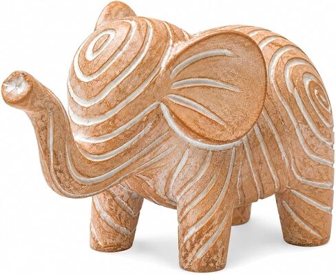 OwMell Good Luck Elephant Decor for Home, Small Elephant Statue Figurine for Home Decor, Elephant Collection Ornament - Wood-Look Large in Saudi Arabia