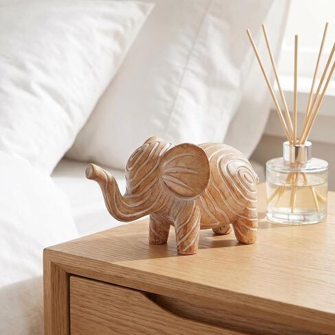 OwMell Good Luck Elephant Decor for Home, Small Elephant Statue Figurine for Home Decor, Elephant Collection Ornament - Wood-Look Large in Saudi Arabia