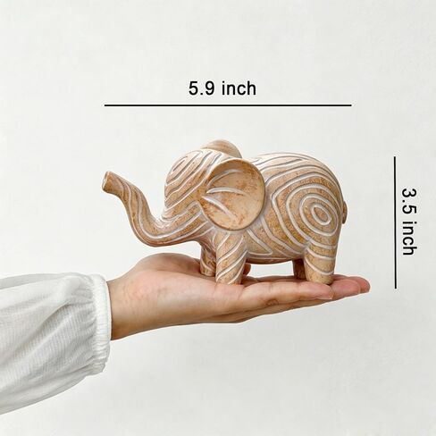 OwMell Good Luck Elephant Decor for Home, Small Elephant Statue Figurine for Home Decor, Elephant Collection Ornament - Wood-Look Large in Saudi Arabia