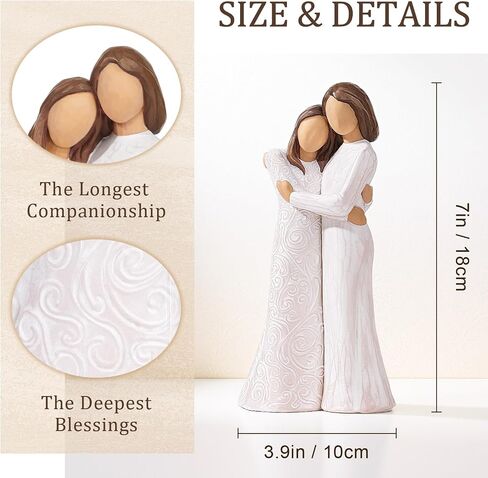 Mother Daughter Figurine | Hand-Painted Resin, Mother of the Bride Gift, Wedding Gift for Daughter from Mom, Keepsake Statue for Mom Birthday in Kuwait