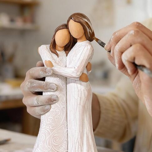 Mother Daughter Figurine | Hand-Painted Resin, Mother of the Bride Gift, Wedding Gift for Daughter from Mom, Keepsake Statue for Mom Birthday in Kuwait