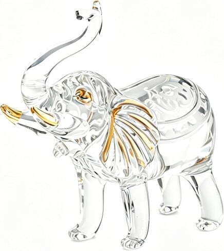 3.3" Handcrafted Glass Elephant Figurine with Trunk Up – Elephant Statue for Good Luck, Wealth, and Wisdom – Decorative Animal Collectible for Home, Office, and Shelf Decor (Multicolor) in Saudi Arabia