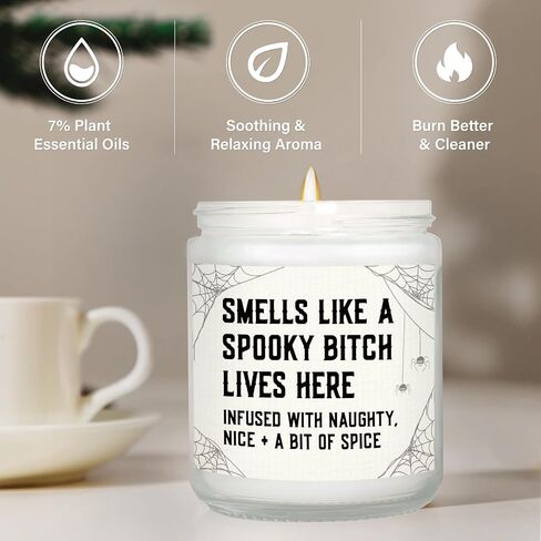 Funny Spooky Gifts for Women, Summerween Witchy Halloween Decorations Candle Soy Wax, Horror House Warming Gifts for New Apartment/Home, Spooky Gothic Gift with Spider Web, 7oz in Saudi Arabia