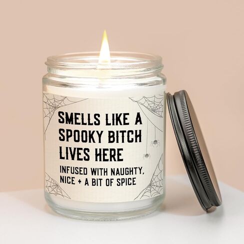 Funny Spooky Gifts for Women, Summerween Witchy Halloween Decorations Candle Soy Wax, Horror House Warming Gifts for New Apartment/Home, Spooky Gothic Gift with Spider Web, 7oz in Saudi Arabia