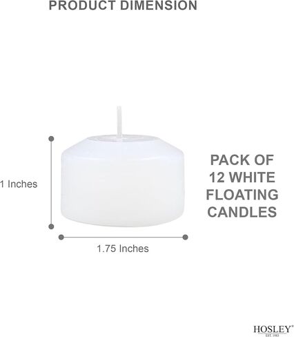 Hosley Set of 12 White Unscented Floating Candles Mini Candle Discs 1.6" Floating Candles for Centerpieces with Smokeless Cotton Wick Ideal Floating Candle for Weddings & Event in Kuwait