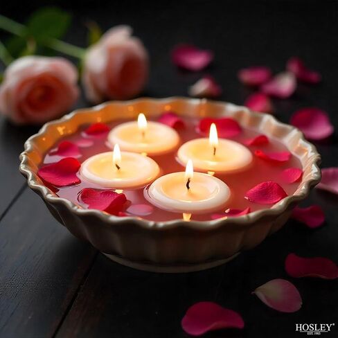 Hosley Set of 12 White Unscented Floating Candles Mini Candle Discs 1.6" Floating Candles for Centerpieces with Smokeless Cotton Wick Ideal Floating Candle for Weddings & Event in Kuwait