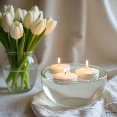 Hosley Set of 12 White Unscented Floating Candles Mini Candle Discs 1.6" Floating Candles for Centerpieces with Smokeless Cotton Wick Ideal Floating Candle for Weddings & Event in Kuwait
