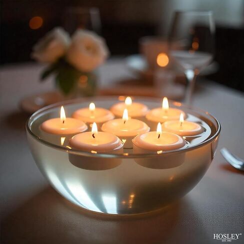 Hosley Set of 12 White Unscented Floating Candles Mini Candle Discs 1.6" Floating Candles for Centerpieces with Smokeless Cotton Wick Ideal Floating Candle for Weddings & Event in Kuwait