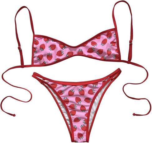 MakeMeChic Women's 2 Piece Micro Bikini Sets Summer Floral Backless Boho Beach Swimsuit in Kuwait