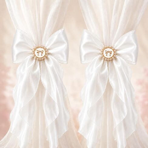 2 Pack Pink Bow Curtain Tiebacks - Decorative Satin Curtain Holdbacks for Girls Room Decor, Cute Curtains Accessories for Nursery Decor, Princess Bedroom & Pink Aesthetic Room in Saudi Arabia