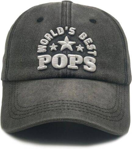 World's Best Pop Pop Pops Hat for Grandpa Uncle, Adjustable Embroidered Cotton Baseball Cap Black in Saudi Arabia
