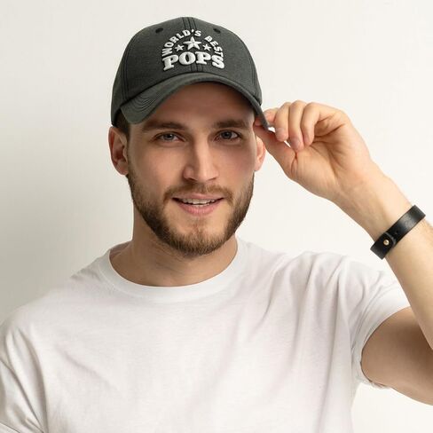 World's Best Pop Pop Pops Hat for Grandpa Uncle, Adjustable Embroidered Cotton Baseball Cap Black in Saudi Arabia