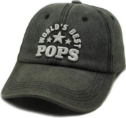 World's Best Pop Pop Pops Hat for Grandpa Uncle, Adjustable Embroidered Cotton Baseball Cap Black in Saudi Arabia