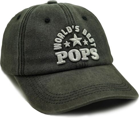 World's Best Pop Pop Pops Hat for Grandpa Uncle, Adjustable Embroidered Cotton Baseball Cap Black in Saudi Arabia