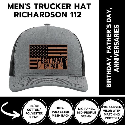 Best Papa by Par Hat - Papa Golf Gifts - Fathers Day Christmas Birthday Gifts from Grandson Granddaughter Grandkids Grandchildren - Fathers Day Hat Ideas - Grandpa - Richardson 112 Trucker in Saudi Arabia