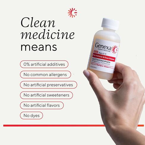 Genexa Kids & Adults Clean Acetaminophen Combo | Family Pain & Fever Bundle | Dye Free, 0% Artificial Additives | Vegan & Non-GMO | Medicine Made Clean | Ages 2-11, 12+ (2 Pack) in Saudi Arabia