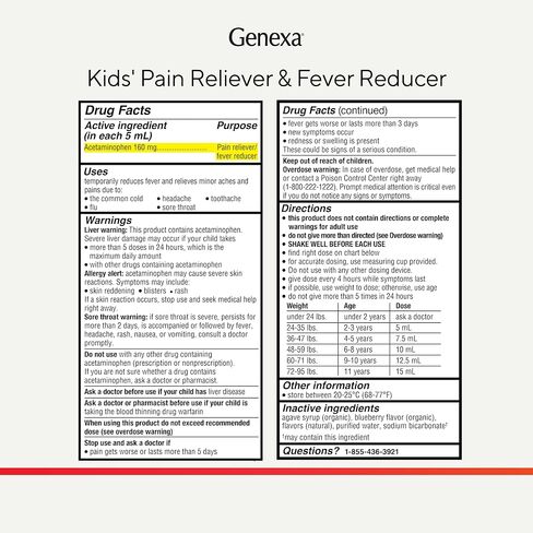 Genexa Kids & Adults Clean Acetaminophen Combo | Family Pain & Fever Bundle | Dye Free, 0% Artificial Additives | Vegan & Non-GMO | Medicine Made Clean | Ages 2-11, 12+ (2 Pack) in Saudi Arabia