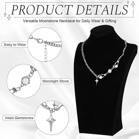 9 Pcs Y2k Jewelry Set Goth Star Earrings Silver Necklace Moonlight Stone Accessories Heart Teardrop Chain Dangle Earring Punk Jewelry Gift for Women in Saudi Arabia