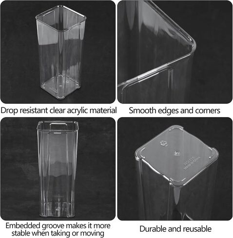 Asking 6 Pack Tall Square Acrylic Flower Vase, Clear Plastic Centerpiece Vases for Table, 4" x 4" x 9" in Saudi Arabia